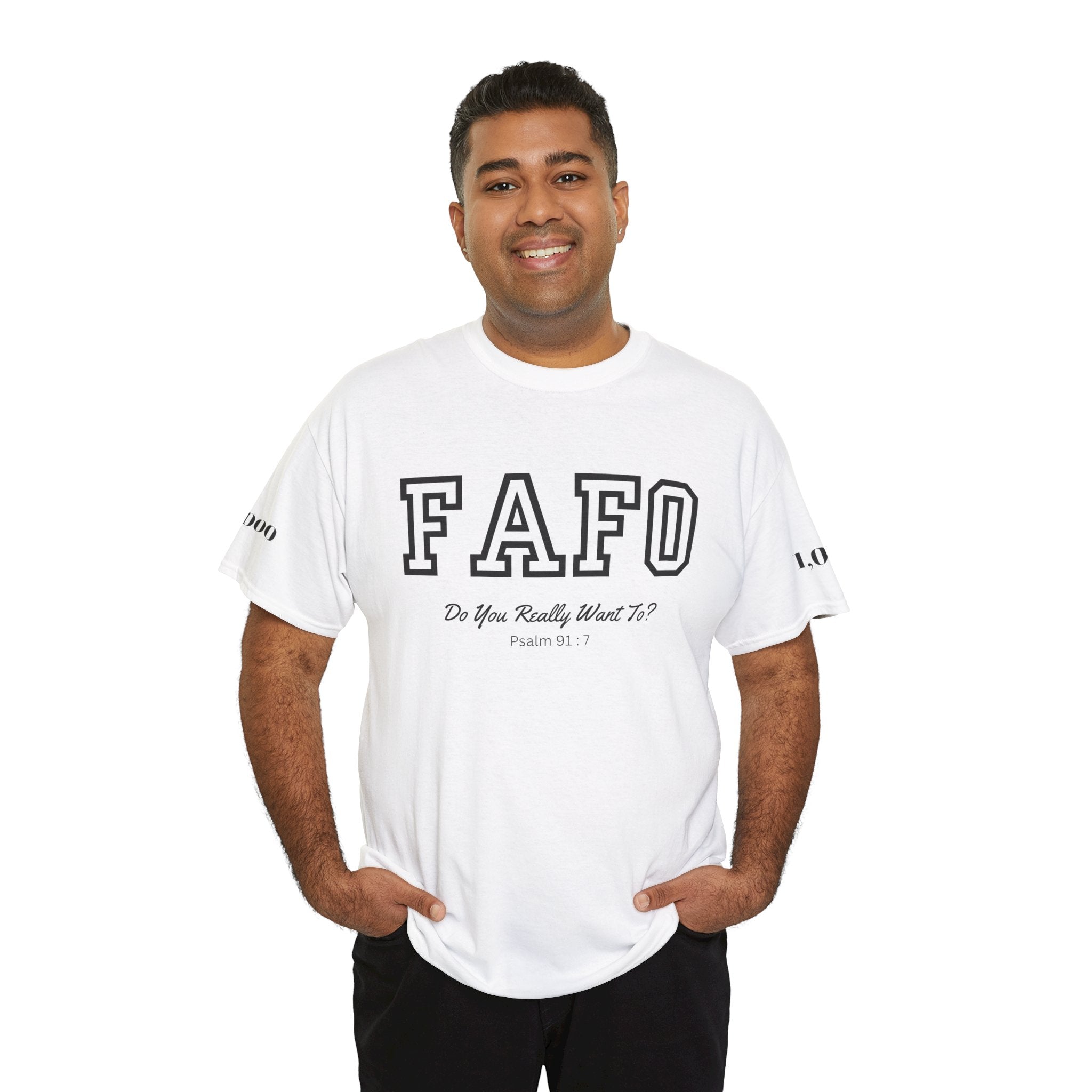 FAFO | Psalm 91:7 Sleeve Print Tee