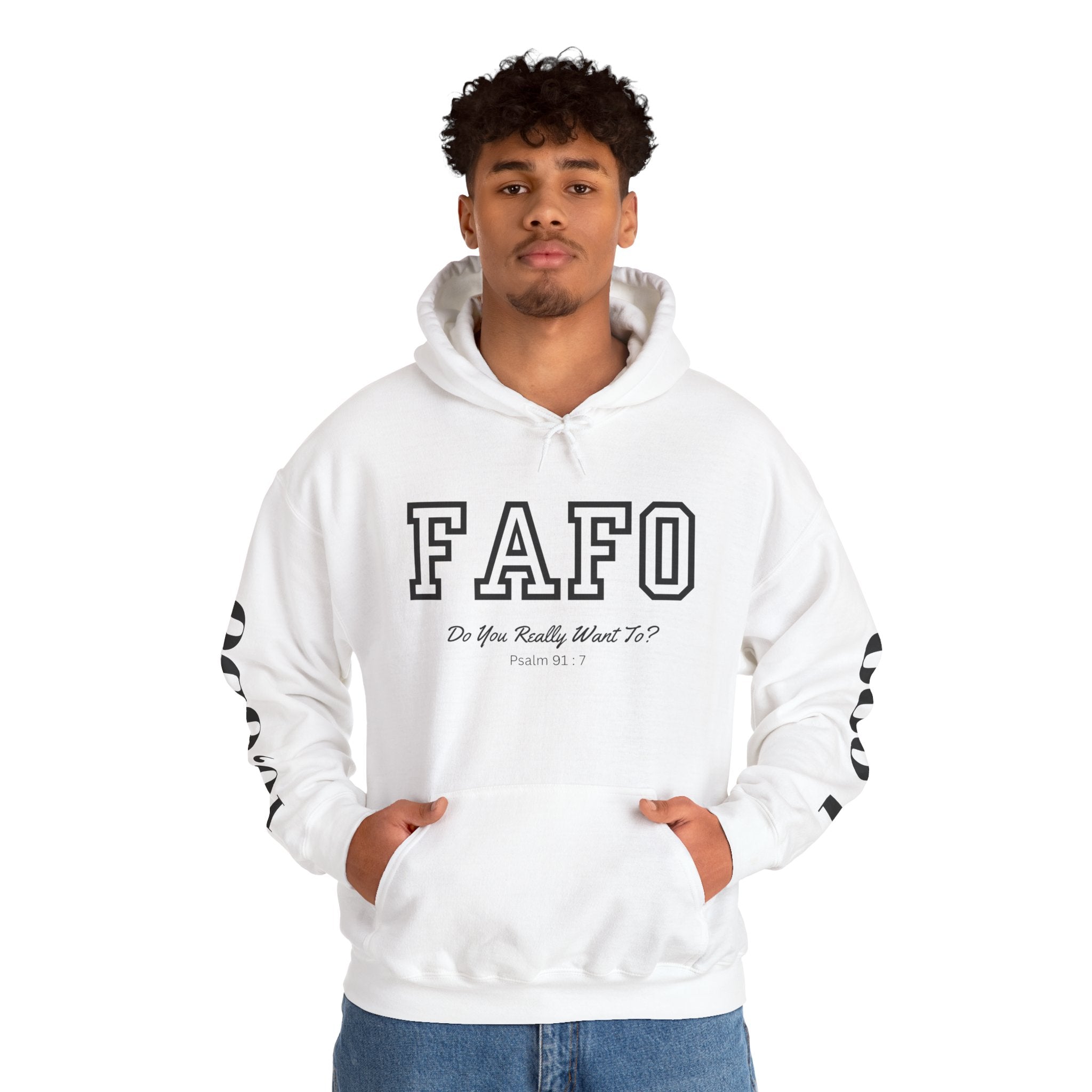 FAFO | Psalm 91:7 Sleeve Print Hoodie