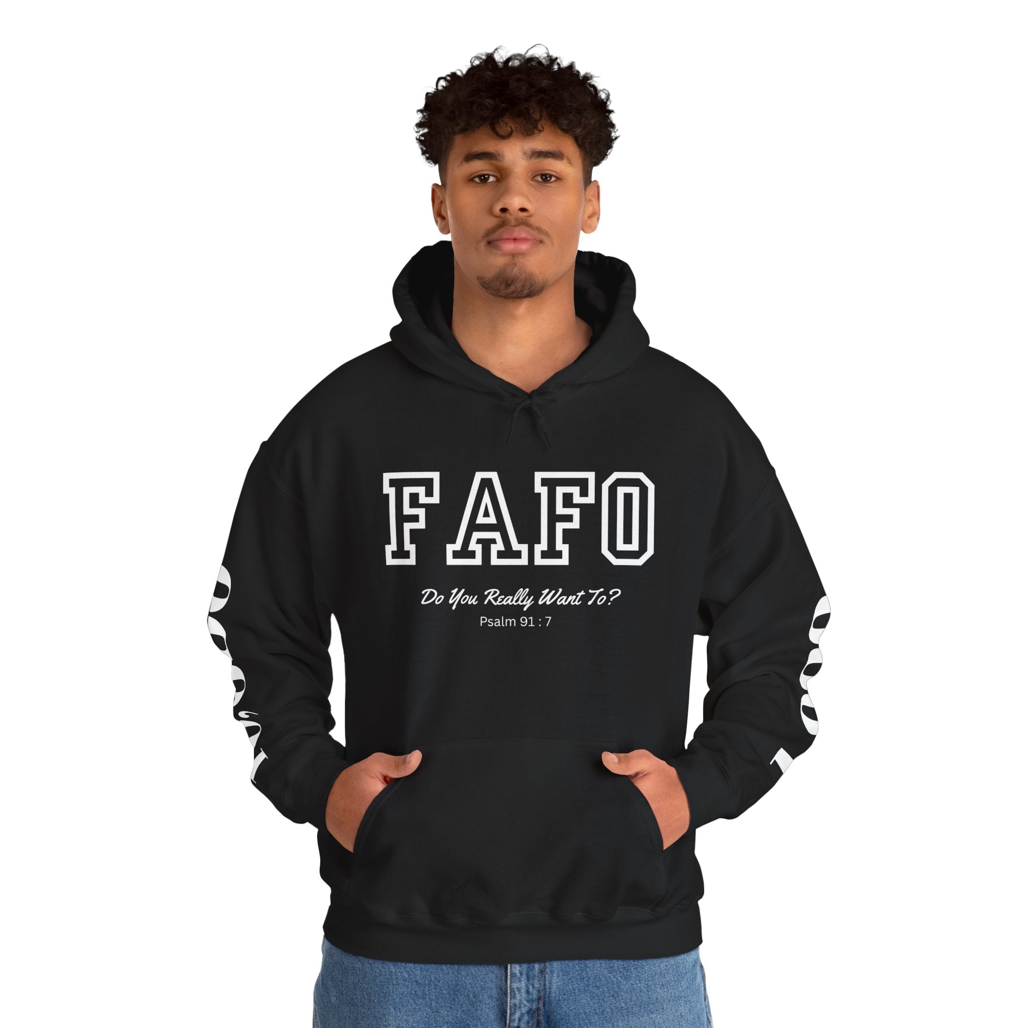 FAFO | Psalm 91:7 Sleeve Print Hoodie