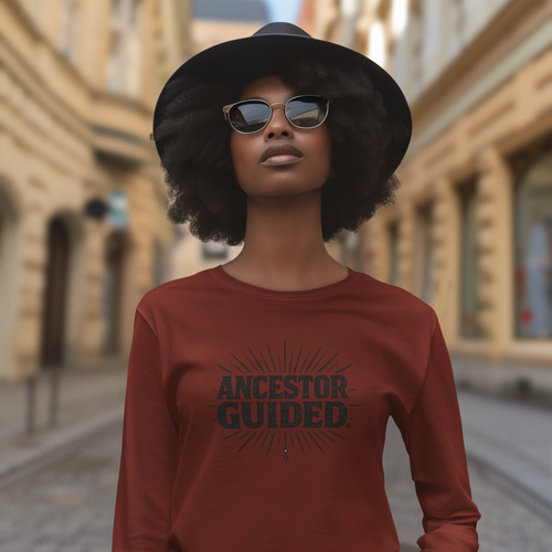 Maroon long sleeve ancestor guided spiritual tee ancestry streetwear 3rd Eye Apparel