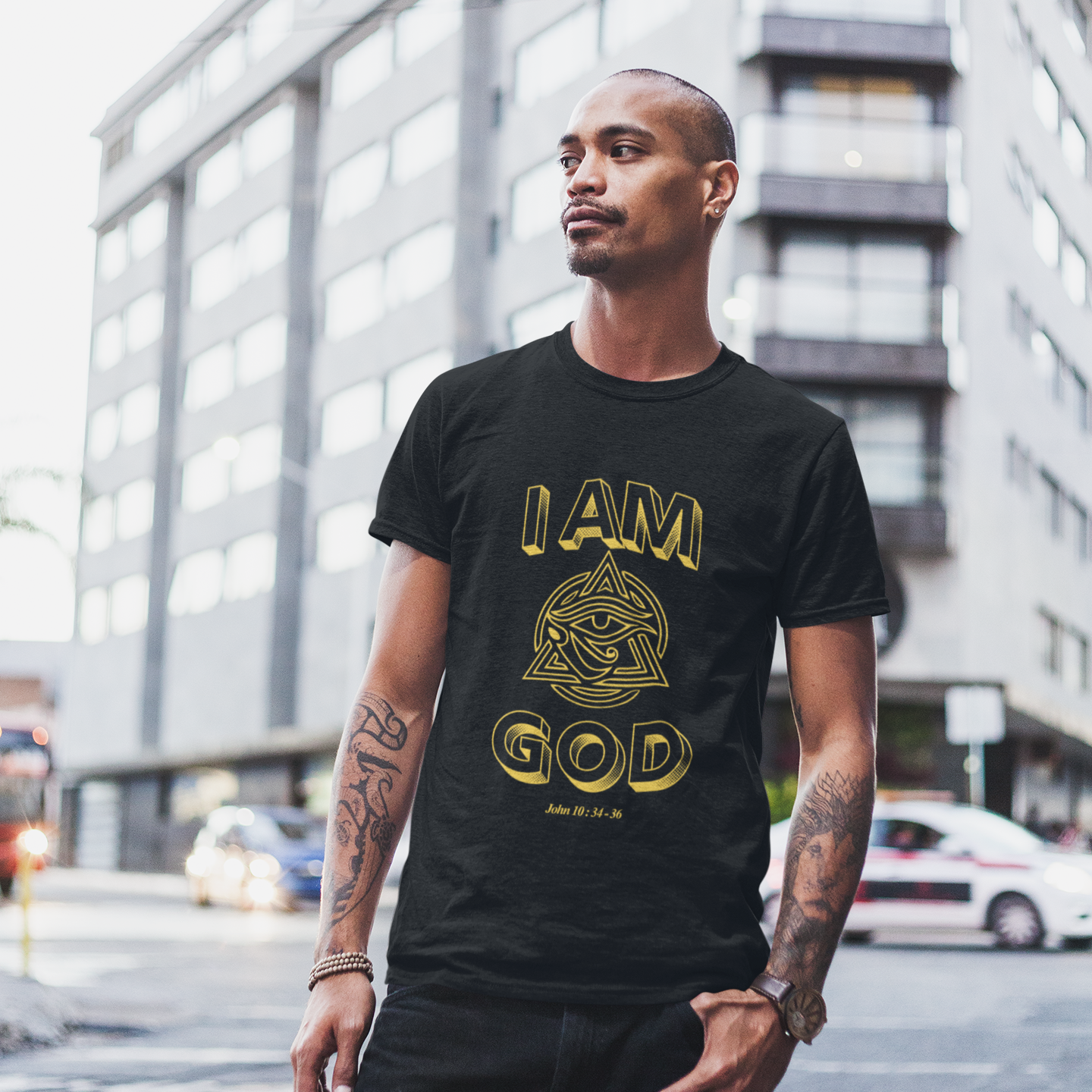Garment dyed oversized tee I AM GOD consciousness spiritual streetwear 3rd Eye Apparel